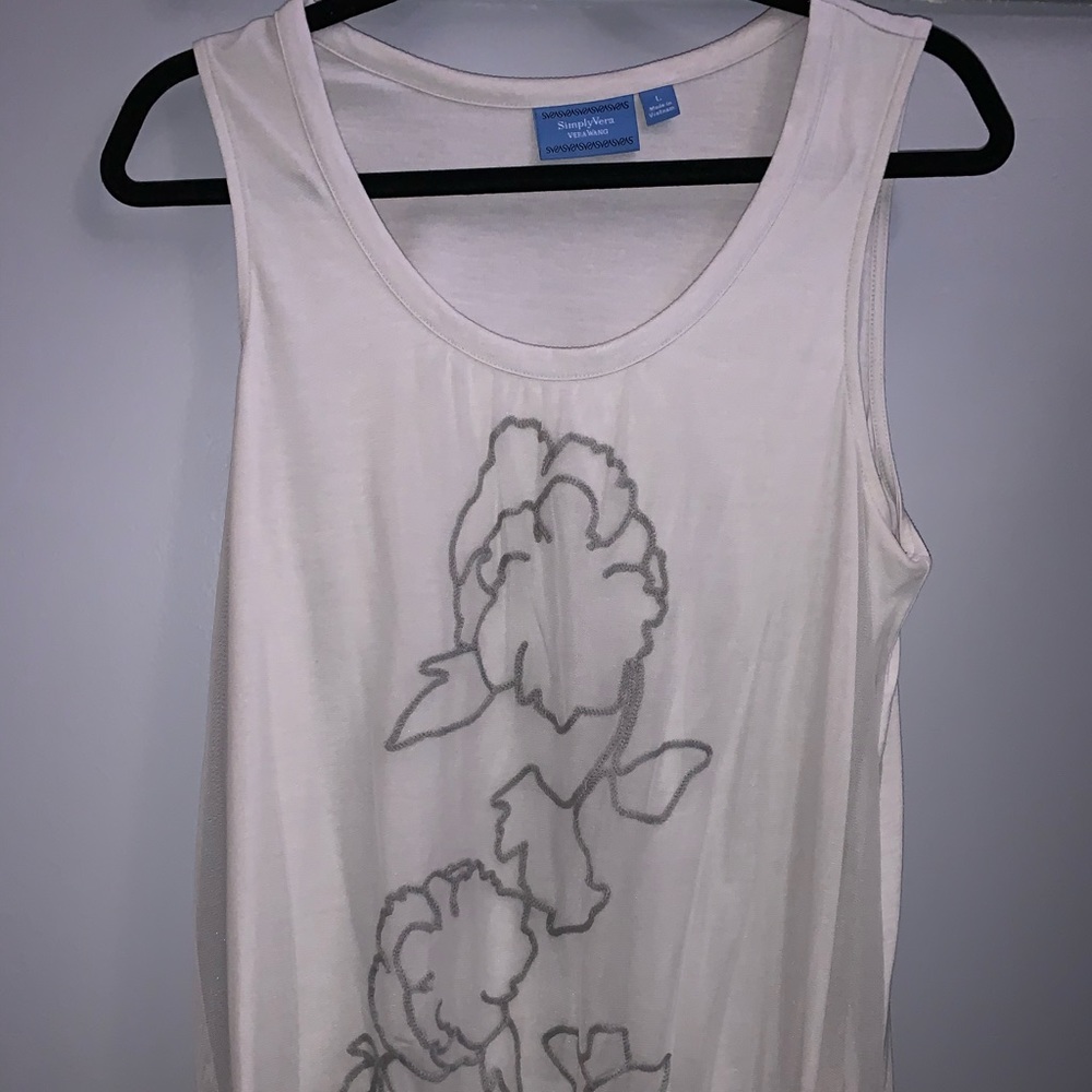 Sheer tank with cotton flower detail
